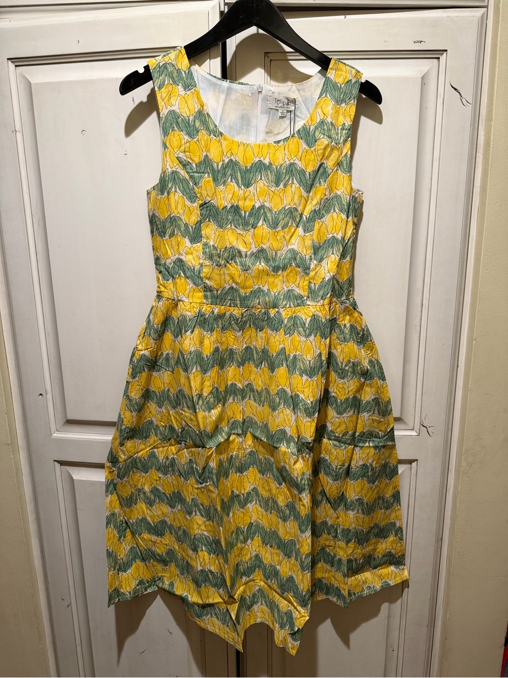 Sleeveless Yellow & Green Floral Midi Dress